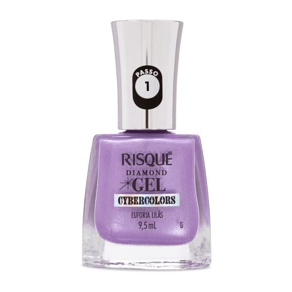 Esmalte Risqué Top Coat Diamond Gel Euforia Lilás 9,5ml
